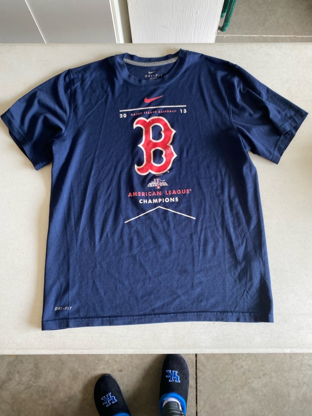 Nike Navy Tee with Pale Yellow Logo